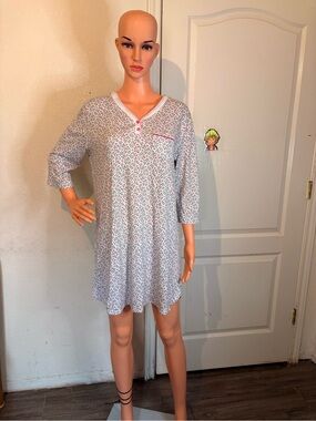 Karen Neuburger White Nightshirt with Pink Floral Print